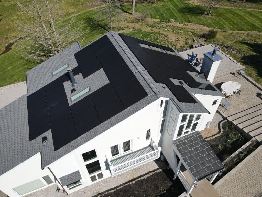 Drone photo of solar panel installation