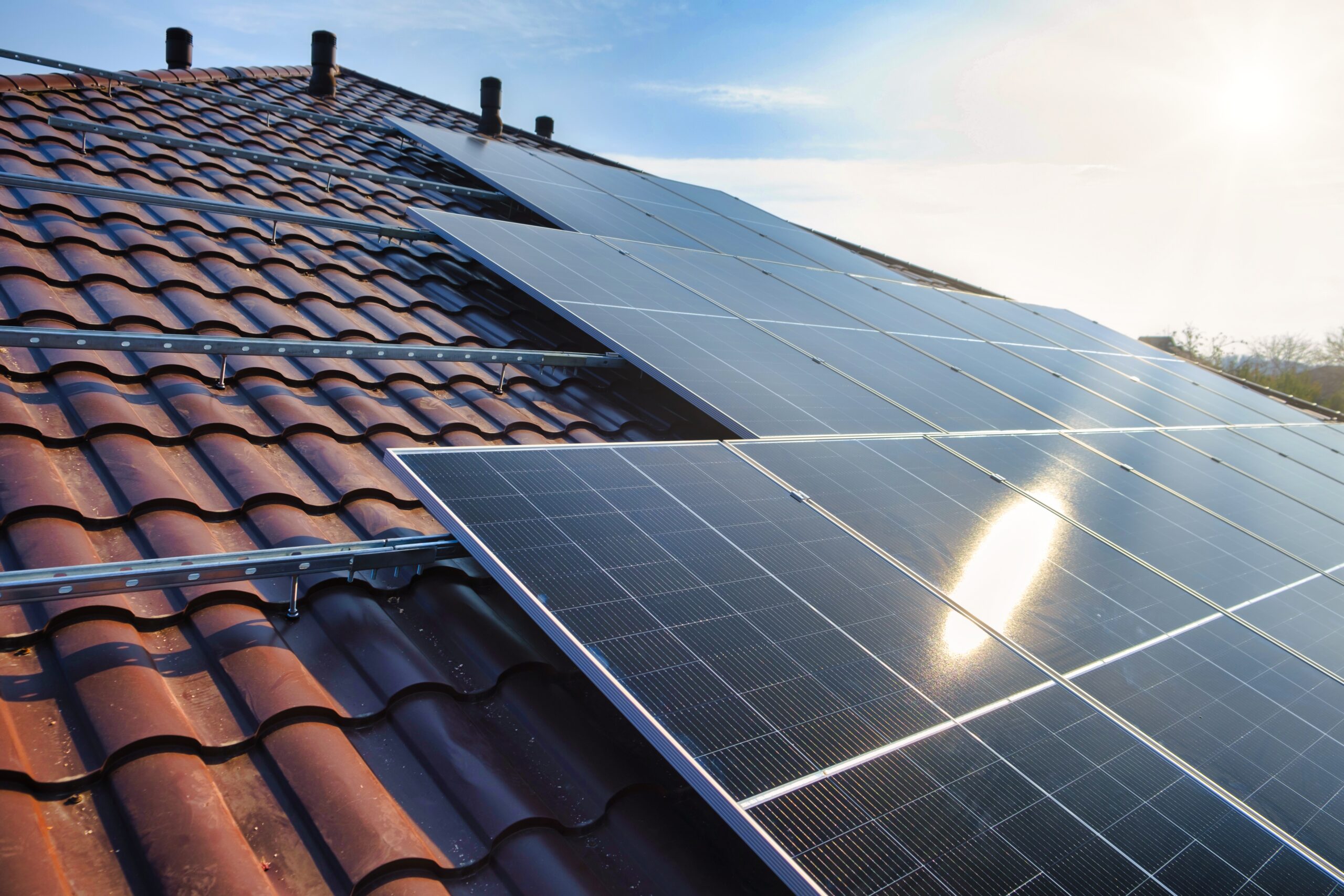 Solar panels on roof