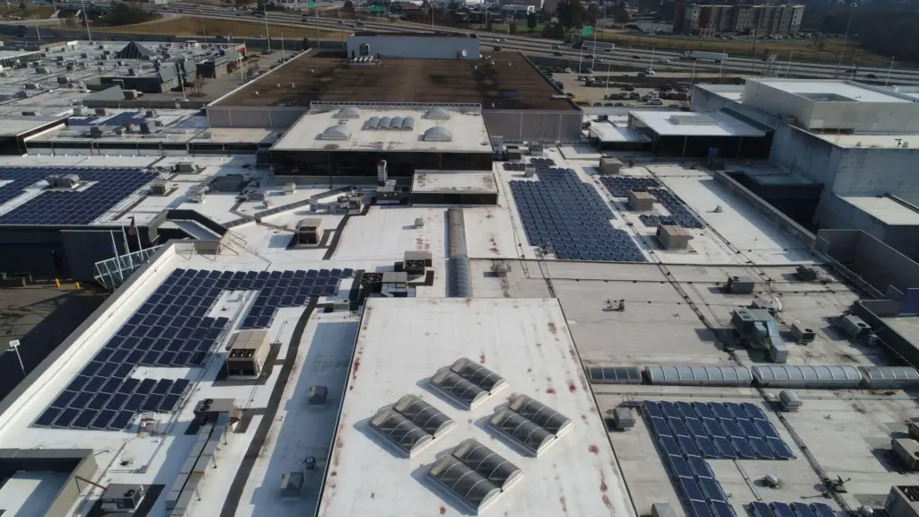 1.28 MW Commercial Solar Install on Shopping Mall in Louisville, Kentucky