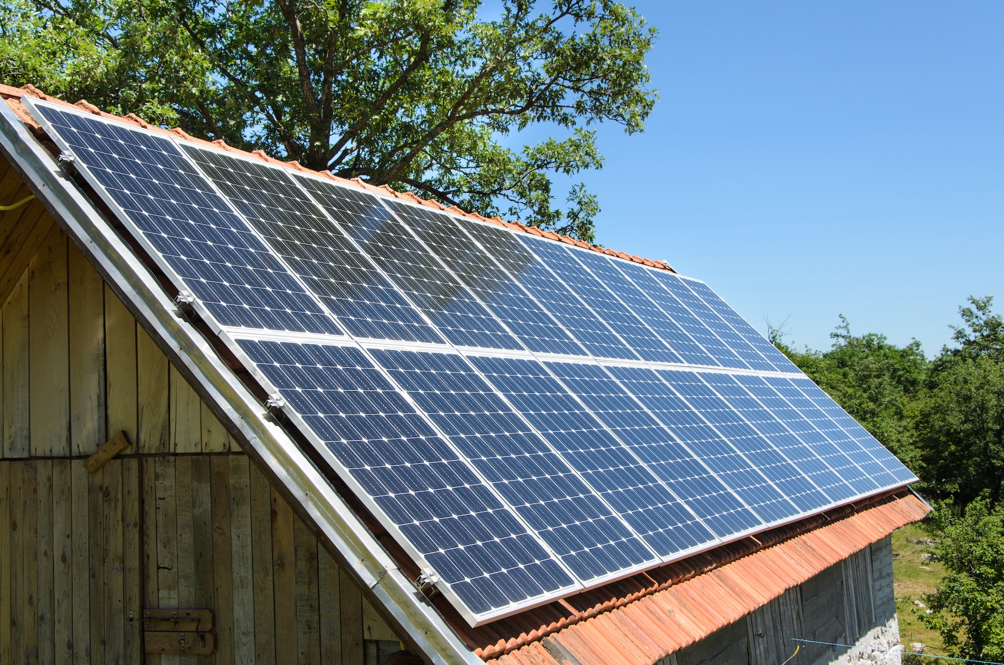 barn with a rooftop solar panel insulation