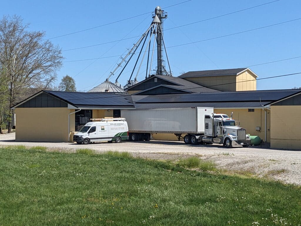 Farm supply store with solar installation