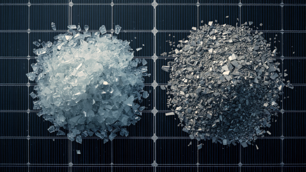 recycled aluminum and glass from solar panel recycling